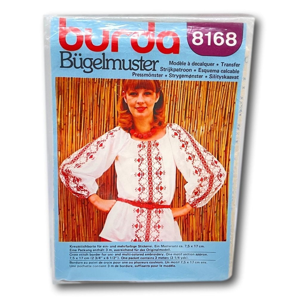 Burda 8168‎ Ukrainian European Cross Stich Bugelmuster Pattern w Transfer
